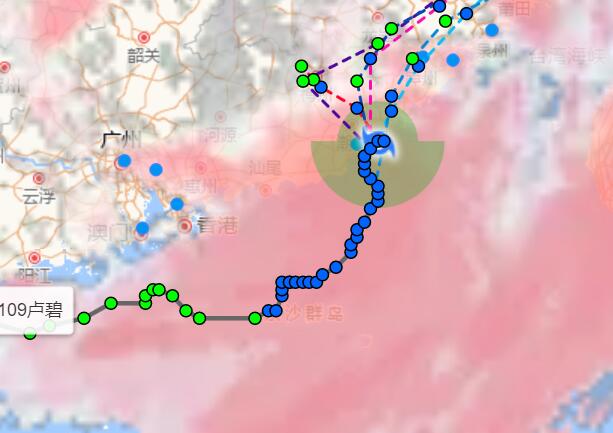 福建台风卢碧路径实时发布系统路径图 继续发布台风黄色预警沿海大风可达11级