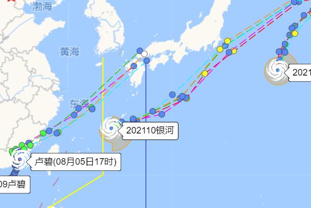 10号台风银河生成实时路径走向图 北偏东移动未来或登陆日本
