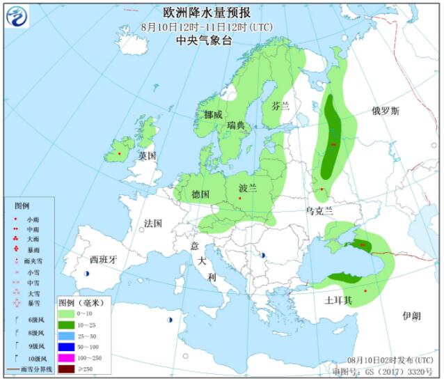 8月10日国外天气预报：亚洲欧洲美洲等部分局地有暴雨