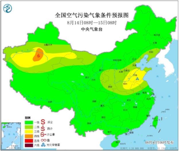 8月13日环境气象公报：新疆内蒙古甘肃局地沙尘暴来袭