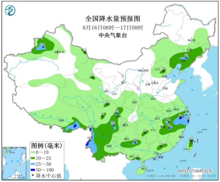 江浙沪等地有强降雨天气 新疆华北东北等地有降雨