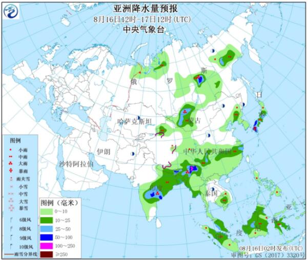 8月16日国外天气预报：未来3天亚洲美洲等均有强降雨