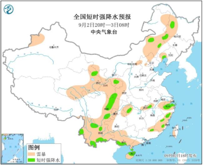 中央气象台发布强对流天气预报：今晚至5日晚江淮西北等现强对流天气