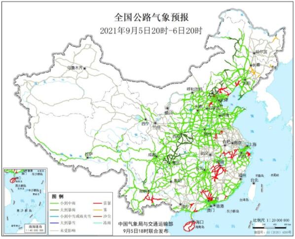 全国交通天气最新预报：9月6日高速路况最新实时查询