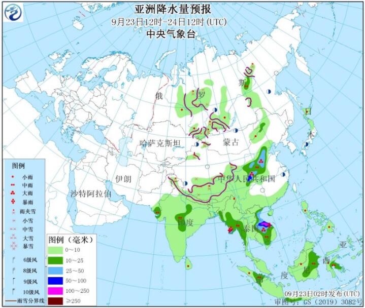 9月23日国外天气预报：东南亚北美洲西北部东部降雨显著