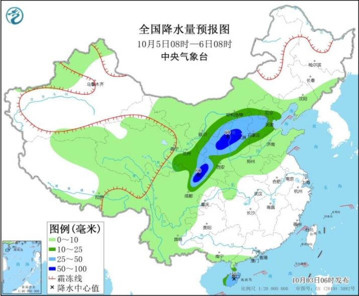 国庆第3天西北华北等降温降雨 江南华南高温达38℃