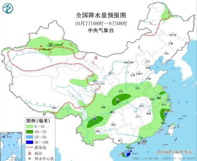 国庆第6天四川陕西等地仍有强降雨 新疆甘肃等地将有降雪天气