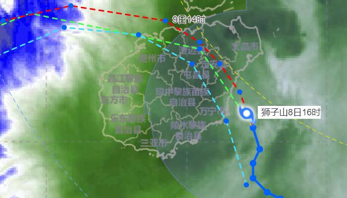 三亚台风路径实时发布系统消息 台风“狮子山”影响三亚大风可达10级