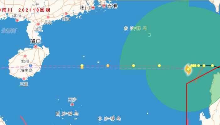 海南台风圆规路径实时发布系统更新 明将登陆海南强度可达11级