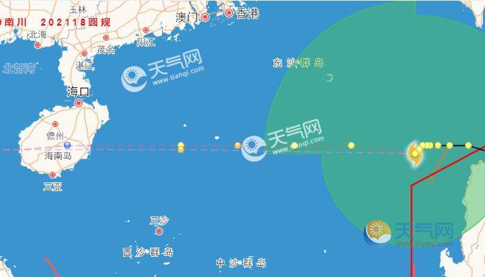 海南台风圆规路径实时发布系统更新 明将登陆海南强度可达11级