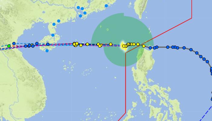 台风圆规实时路径图今日更新 第18号台风圆规登陆路径预测图