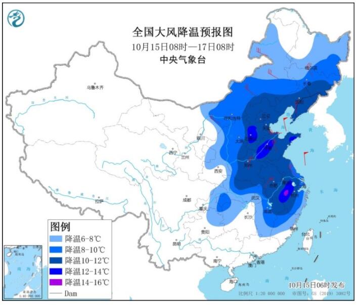 强冷空气继续影响我国中东部 华北东北江南等降温幅度达14℃