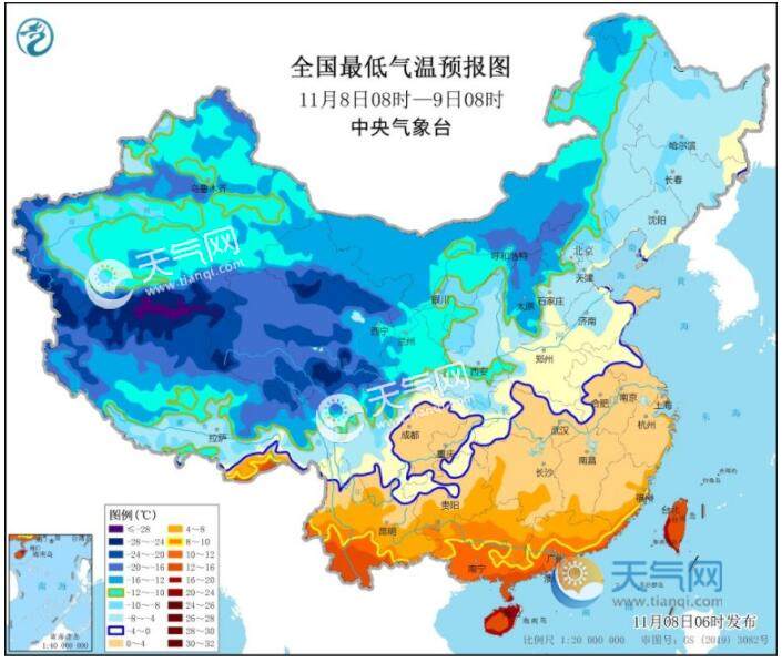 寒潮影响至华南降温可超12℃ 内蒙古东北局部有特大暴雪