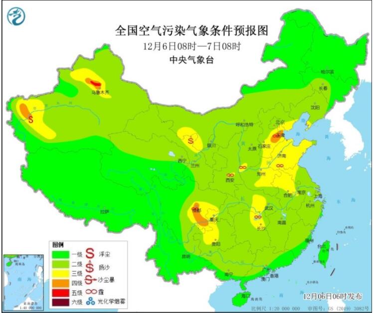 12月6日环境气象公报：冷空气将驱散华北黄淮等雾霾