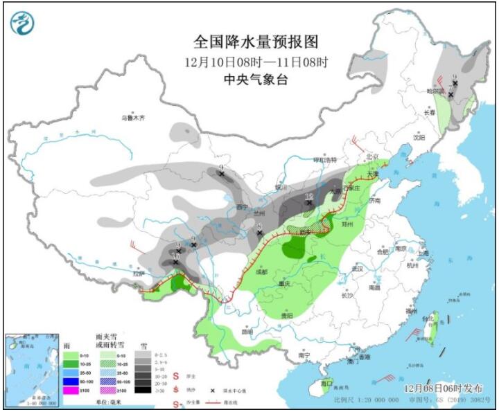 内蒙古东北华北等有明显降雪 西南云南海南等有弱降雨
