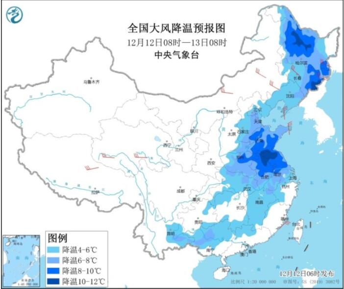 冷空气继续影响中东地区 东北苏皖等温度降幅可达超12℃