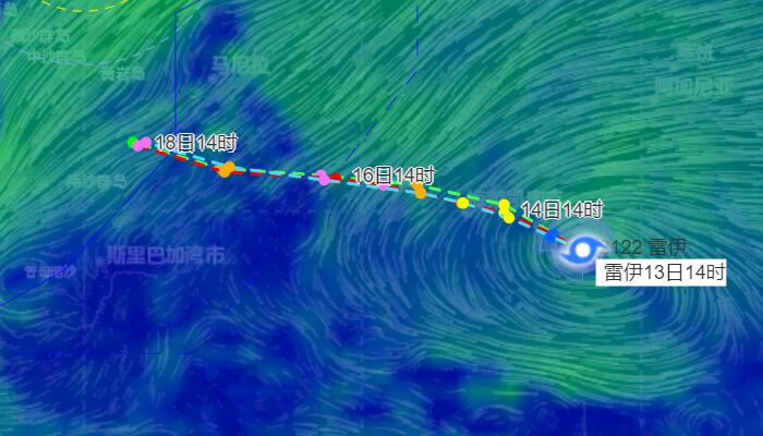 第22号台风实时路径预测图 “雷伊”生成后最新走向图