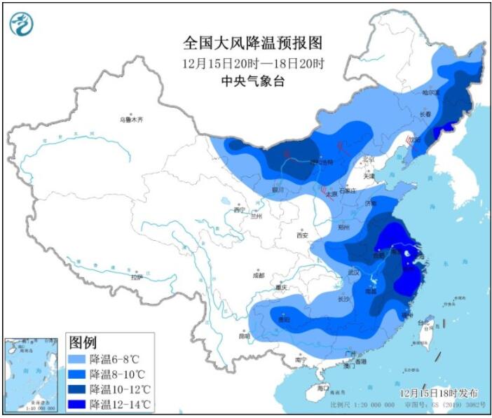 冷空气来袭近20个省会级城市将创新低 最低温0℃线位于浙江中部安徽南部等
