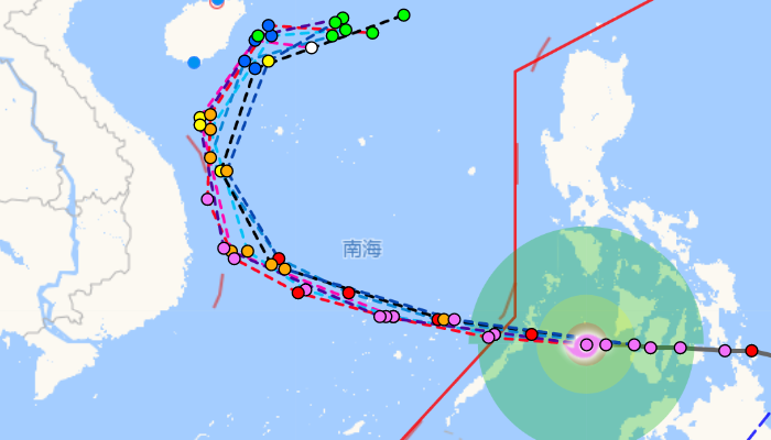 温州台风网第22号台风实时路径图发布系统 台风雷伊向我国东南部海面靠近