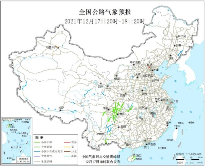 全国交通天气最新预报：12月18日高速路况最新实时查询