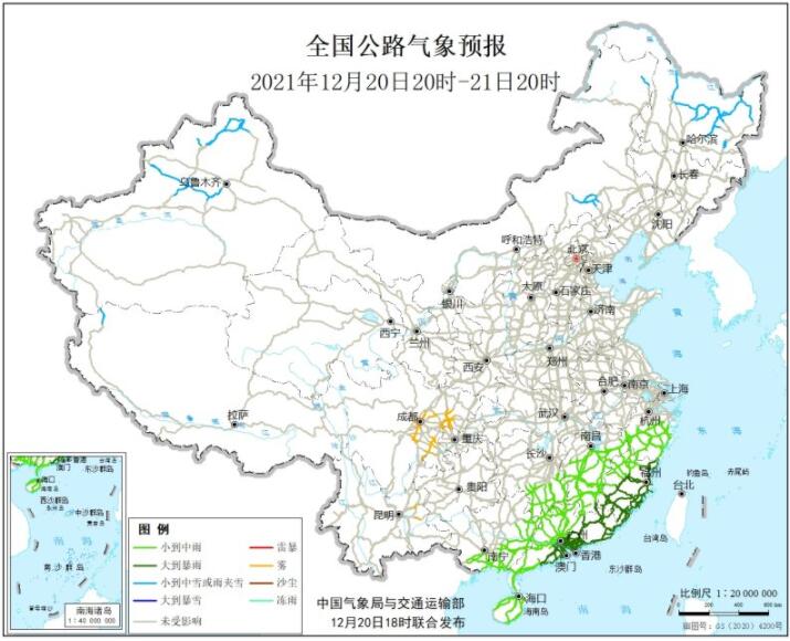 全国交通天气最新预报：12月21日高速路况最新实时查询