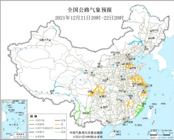 全国交通天气最新预报：12月22日高速路况最新实时查询