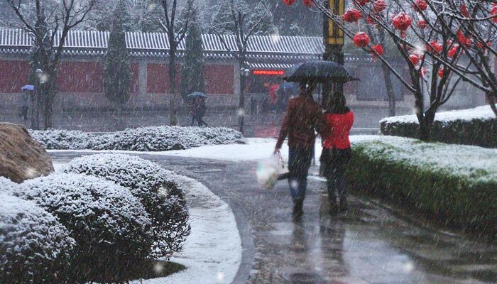 寒潮作用下陕西部分地区继续雨雪 西安小雨最低气温1℃