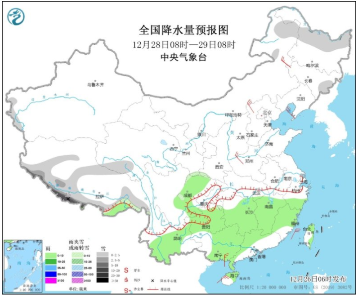 华南贵州等地现最低气温0℃ 湖北湖南重庆等地有雨雪天气