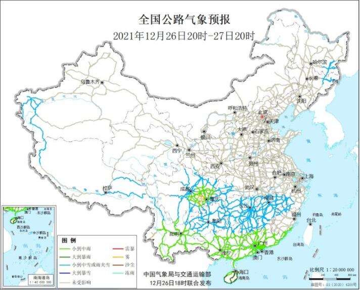 全国交通天气最新预报：12月27日高速路况最新实时查询