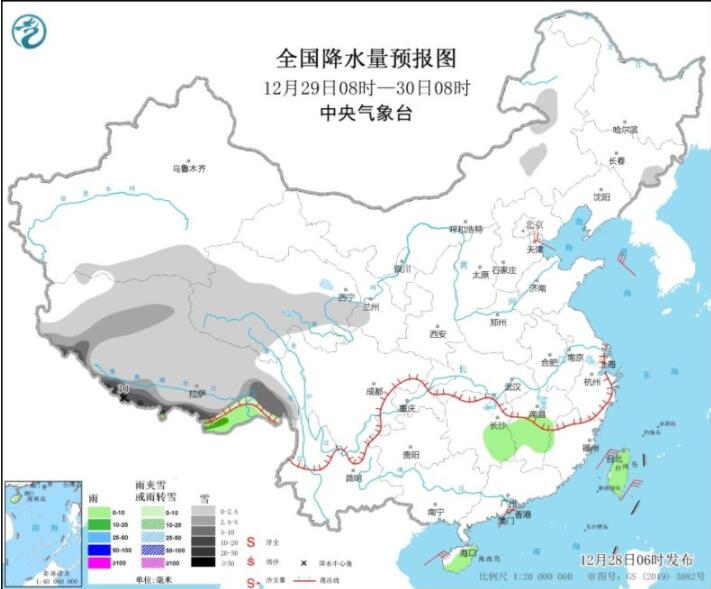 青藏南部有较强降雪 江南华南等部分地区有弱降雨