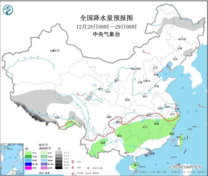 青藏南部有较强降雪 江南华南等部分地区有弱降雨