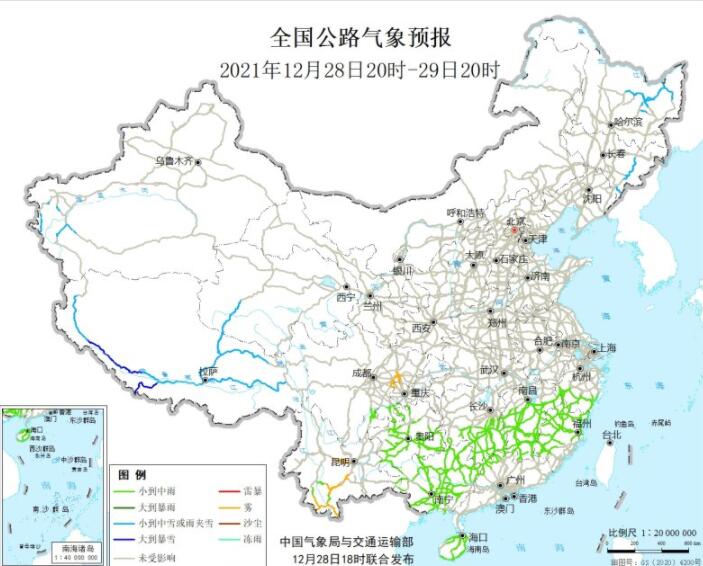 全国交通天气最新预报：12月29日高速路况最新实时查询