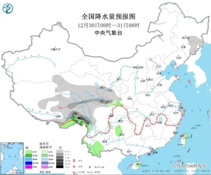 西藏青海等有显著降雪伴大风 云贵川部分地区有弱降雨