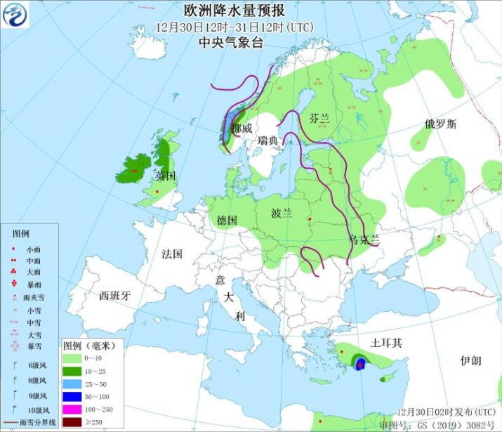 12月30日国外天气预报：马来半岛等有较强降雨