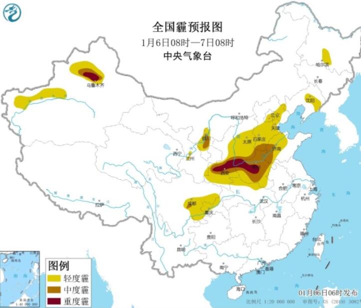 1月6日环境气象公报：京津冀河南山东四川等有霾天气