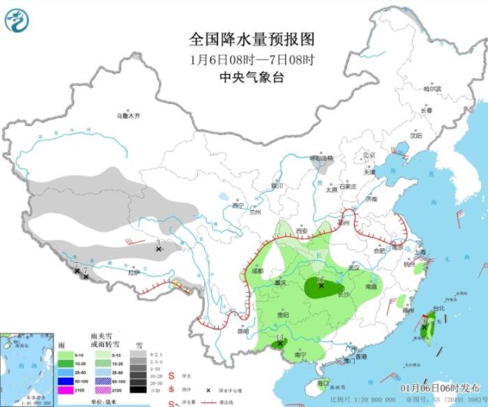 西南江南华南部分地区有雨水 西藏西南部有明显降雪