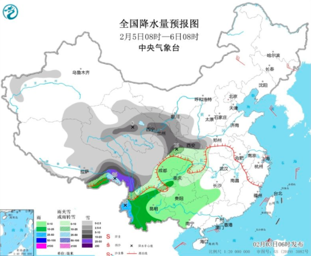 西藏南部西南西北部地区有强降雪 广东四川等地有小到中雨天气