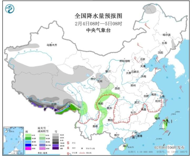 春节第五天青藏西藏有大雪 西北黄淮等地有雨雪天气