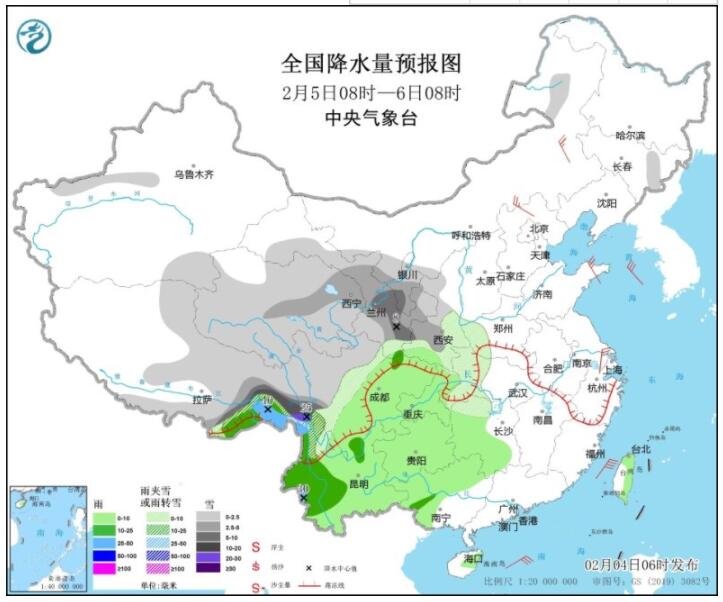 春节第五天青藏西藏有大雪 西北黄淮等地有雨雪天气