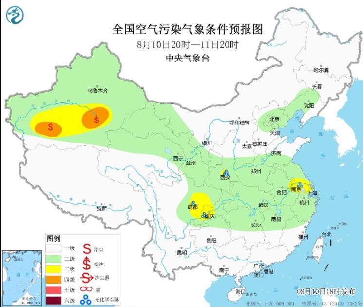 8月11日环境气象预报：陕川江浙沪等高温利于臭氧生成