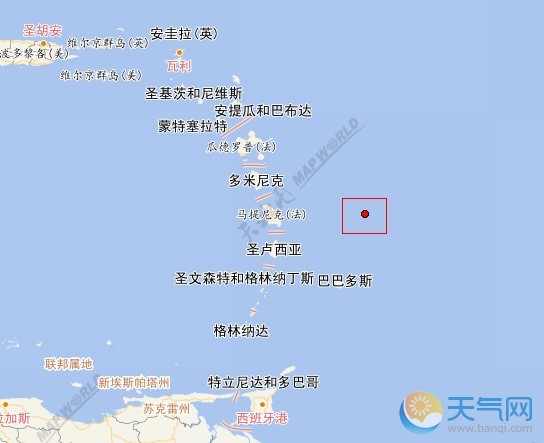 地震消息:向风群岛附近海域6.6级地震