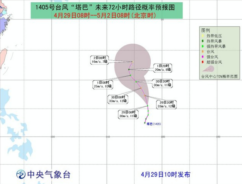 台风塔巴预测路径图