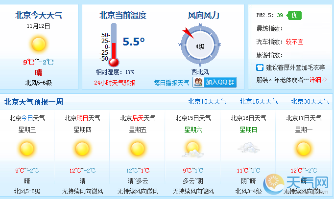 apec天气预报:12日北京风大空气优