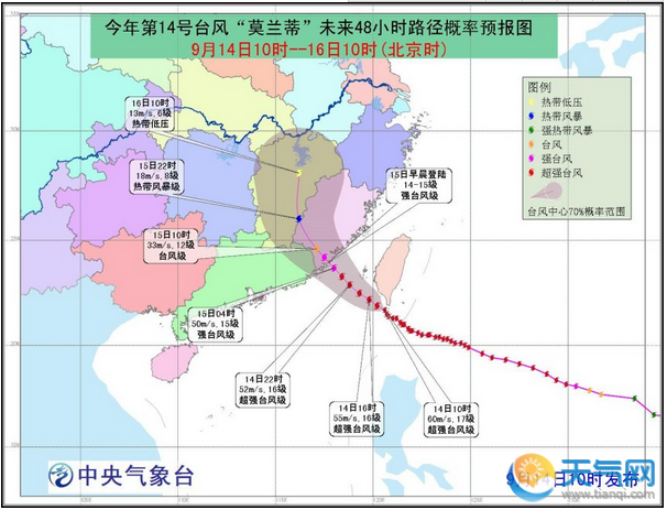 莫兰蒂台风路径实时发布系统 最新台风实时路径图