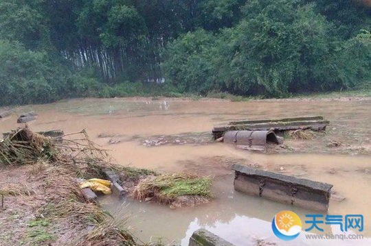 江西靖安县持续强降雨致灾 房屋农田道路等受灾严重