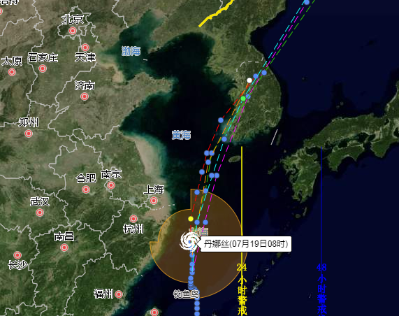 5號颱風丹娜絲最新路徑圖2019年5號颱風會登陸中國嗎