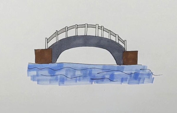 桥的画法 儿童画图片