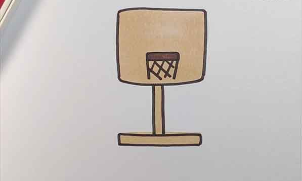 篮球框简笔画火柴人图片