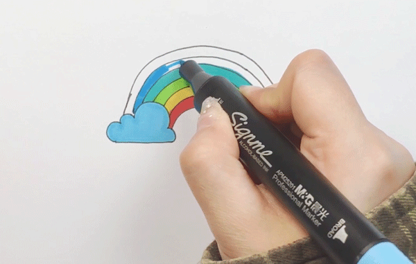 彩虹画法 铅笔画图片