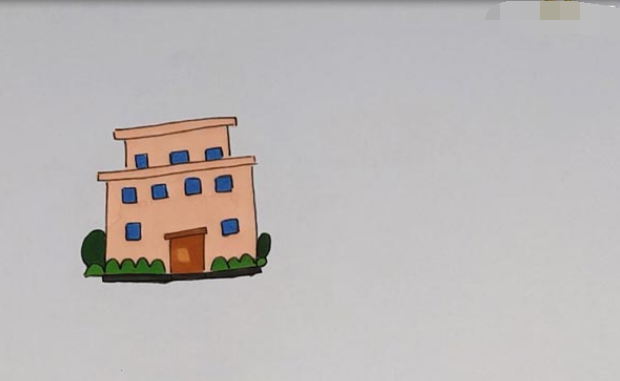 小区楼房的简单画法图片